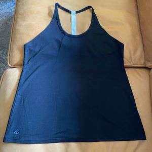 Athleta Black Tank with White Stripe